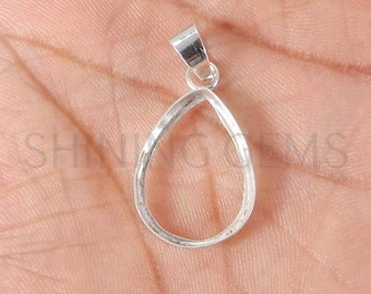 925 sterling silver pendant collet 6 x 4 mm to 32 x 23 mm pear gemstone bezel cup for pendant making metal casting for pendant setting