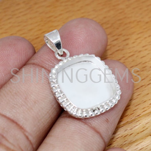 925 Sterling Silver Pendant Collet 3 Mm to 40 Mm Round Rosecut Etsy