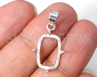 Pinza pendente in argento sterling 925 da 6 x 4 mm a 32 x 23 mm cuscino rettangolare in pietra rosettizzata per fusione di metallo pendente per incastonatura