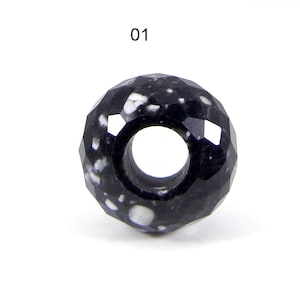 Natural snowflake obsidian rondelle faceted 14 x 8 x 5 mm european charm beads universal large hole big hole beads for bracelet