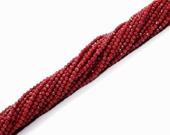 Red Taiwan Coral Semi Precious Rondelle Shape Faceted Wholesale 15 Inch Beads Strands Jewelry Findings