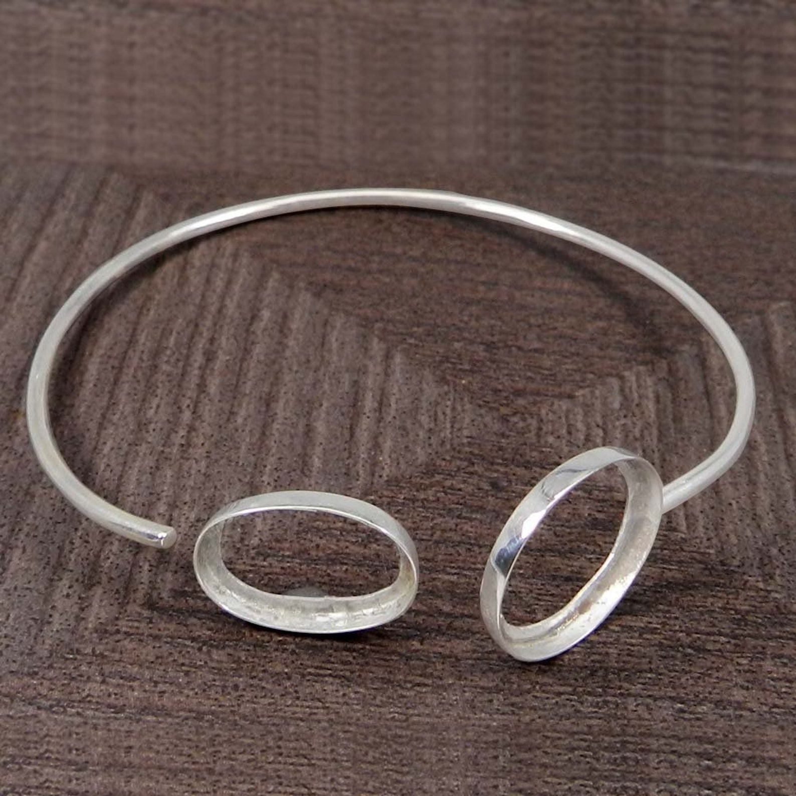 925 Sterling Silver Adjustable Bracelet Collet Blank Bezel Cup Etsy