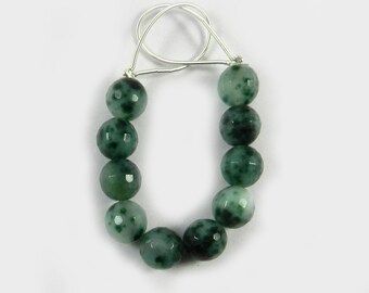 Green moss agate 10 mm round faceted semi precious stone calibrated faceted loose gemstone beads strand for jewelry making