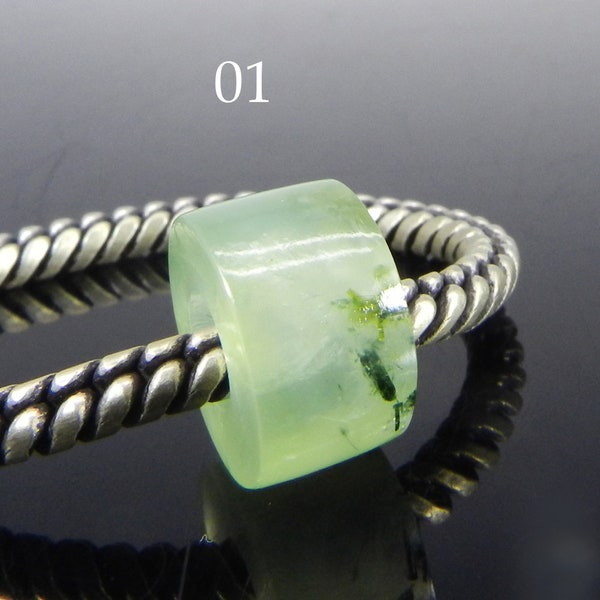 Natural prehnite heishi flat tyre smooth 14 x 8 x 5 mm big hole beads semi precious stone european charms gemstone beads for bracelet