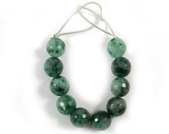 Green moss agate 10 mm round faceted semi precious stone calibrated faceted strand beads for jewelry making