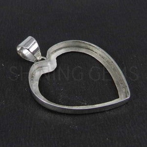 925 silver heart pendant collet 30 x 28 mm heart gemstone bezel cup for pendant making metal casting for setting