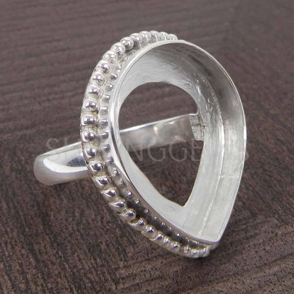 925 sterling silver ring collet 6 x 4 mm to 18 x 13 mm pear gemstone bezel cup for ring making designer metal casting for ring setting