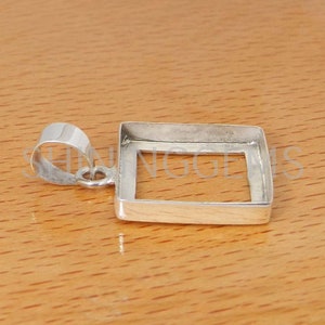 925 sterling silver pendant collet 3 x 3 mm to 40 x 40 mm square rosecut gemstone bezel cup for pendant making metal casting for setting image 3