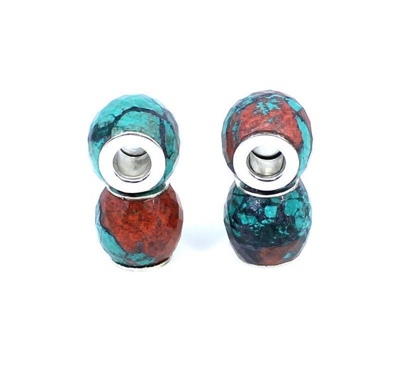 Natural sonora sunrise 13 x 11 x 5.5 mm barrel faceted european charm universal large hole semi precious stone beads for bracelet