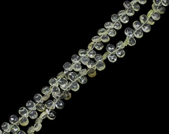 Natural Lemon Quartz Pear Faceted Drops Semi Precious February Birthstone Wholesale Loose Gemstone 8 Inch Bead Strand Jewelry Craft Supplies