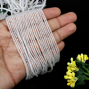 White Glass 2 mm rondelle faceted gemstone 12 inch 1 beads strand for making jewelry- white round shape stone jewelry supplies