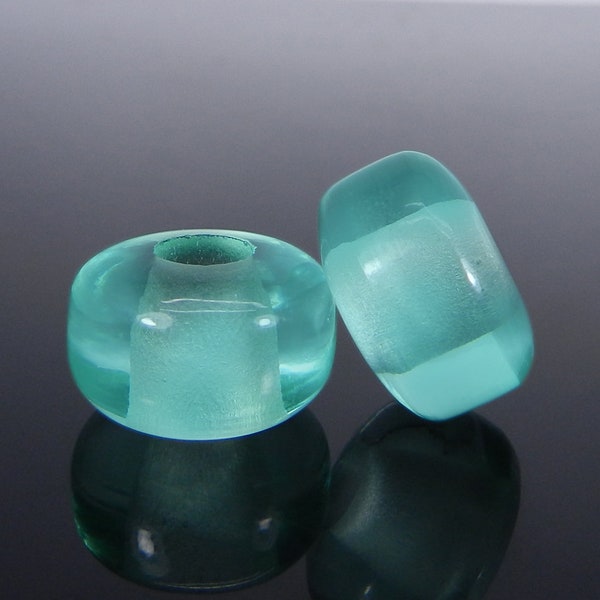 Synthetic aquamarine hydro 14 x 8 x 5 mm rondelle smooth loose stone universal hole fine bead handmade large hole beads for jewelry bracelet