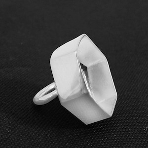 925 sterling silver blank cap for hexagonal stone size 10 x 10 mm handmade single loop connector for jewelry making