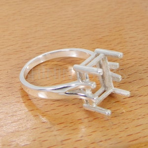 925 sterling solid silver ring collet 10 x 8 mm octagon cut gemstone prong setting for ring pre notched setting metal casting for ring