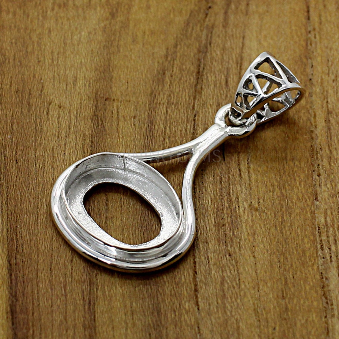 925 sterling solid silver pendant collet 14 x 10 mm oval Etsy