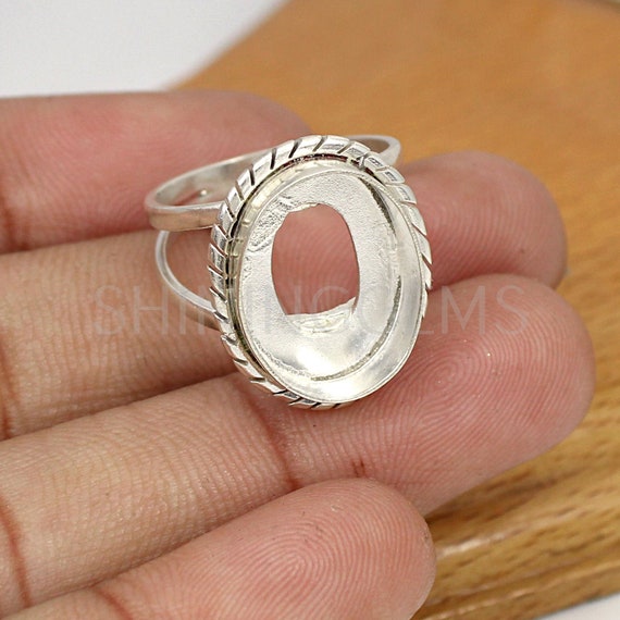 925 Sterling Silver Ring Collet 12 X 16 Mm Oval Gemstone Bezel Cup