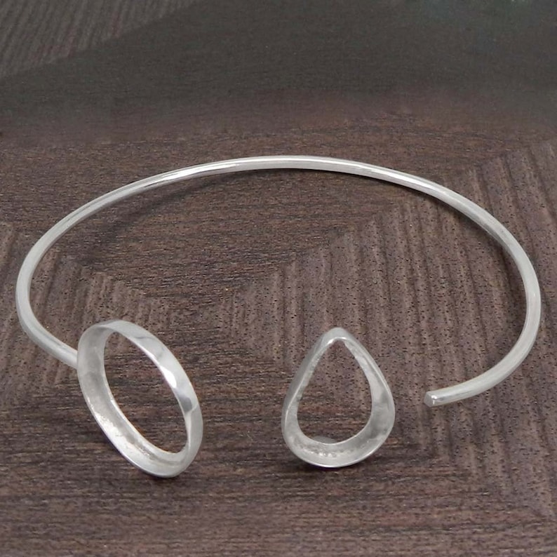 925 Sterling Silver Adjustable Bracelet Collet Blank Bezel Cup Etsy
