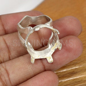 925 sterling solid silver ring collet 17 x 19 mm fancy gemstone prong setting for ring pre notched setting metal casting designer jewelry