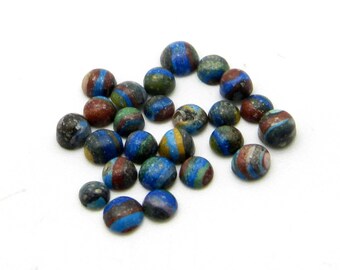 Rainbow Calcilica Gemstone Cabochons: 3mm Round, 25 Pcs Loose Stone Lot
