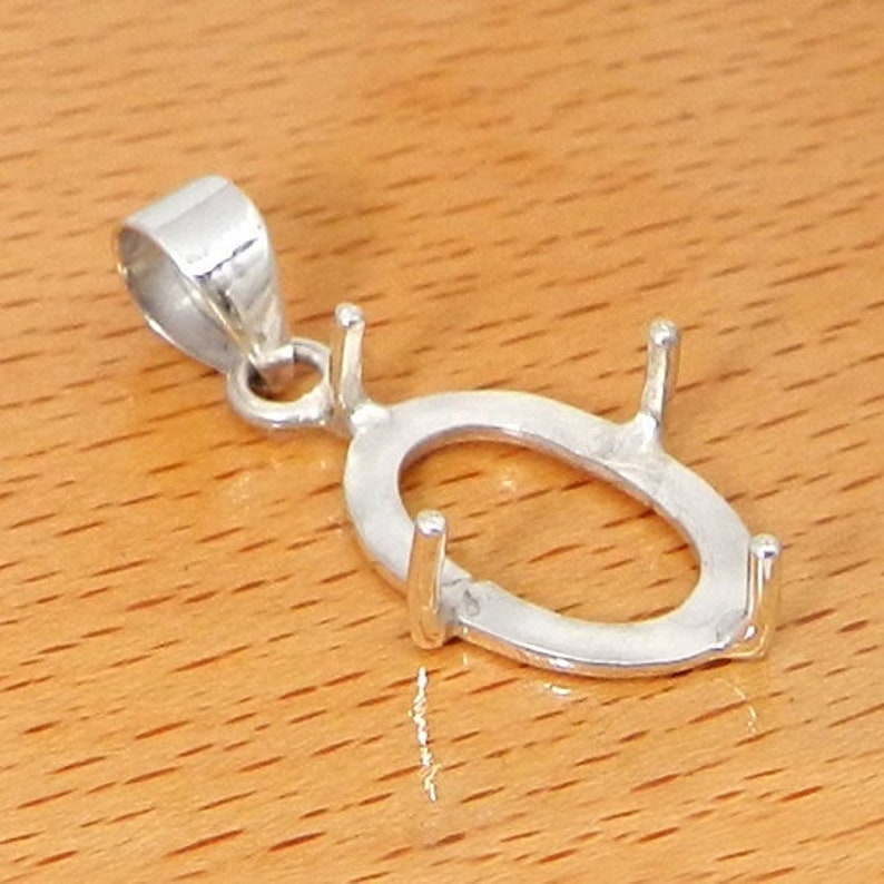 925 sterling silver pendant collet 6 x 4 mm to 18 x 13 mm oval rosecut gemstone prong cup for pendant making metal casting for setting