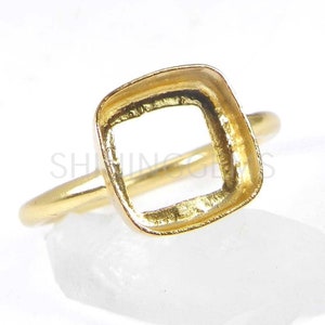 925 sterling silver gold plated ring collet 4 x 4 mm to 20 x 20 mm cushion gemstone bezel cup for ring making metal casting for ring setting