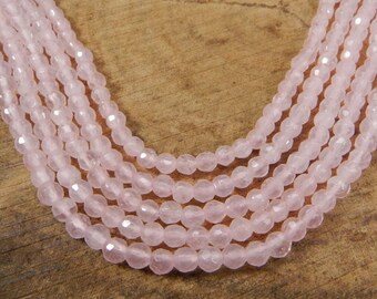 Faceted Rose Quartz Roundel Beads: 3mm Strand for Jewelry Making