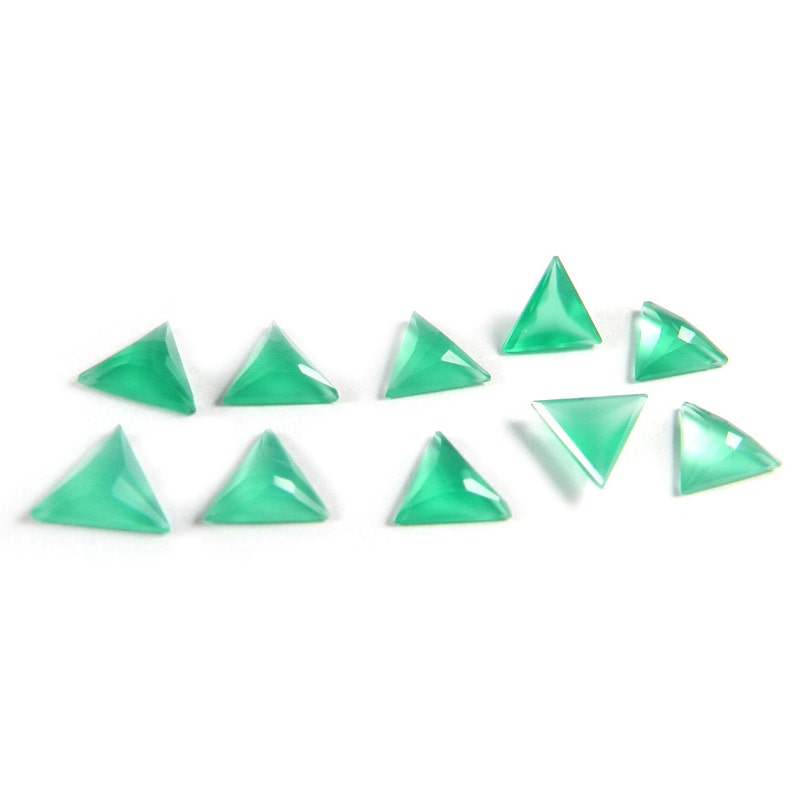 Natural Green Onyx 7 X 7 X 7 Mm Triangle Rose Cut Faceted Cab Semi ...