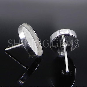 925 sterling silver stud earring collet 6 x 4 mm to 18 x 13 mm oval stone bezel for stud earring making metal casting for earring setting