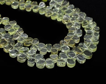 Natural Lemon Quartz Pear Smooth Flat Drops Semi Precious February Birthstone Wholesale Loose Gemstone 6.5 Inch Beads Strands For Necklace