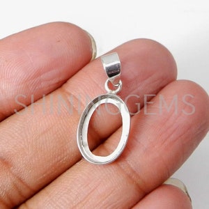 925 sterling silver pendant collet 6 x 4 mm to 32 x 23 mm oval rosecut gemstone bezel cup for pendant making metal casting for setting