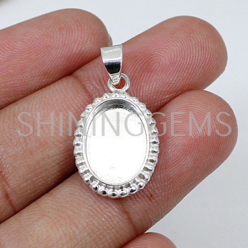 925 Sterling Silver Pendant Collet 6 X 4 Mm to 32 X 23 Mm Oval Etsy