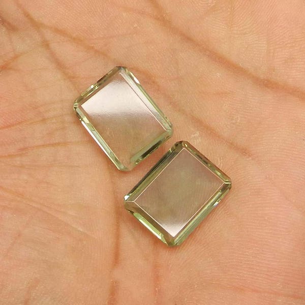 Synthetic green amethyst hydro rectangle cut 24 x 18 mm 18 x 14 mm semi precious stone AA quality calibrated faceted loose gemstone
