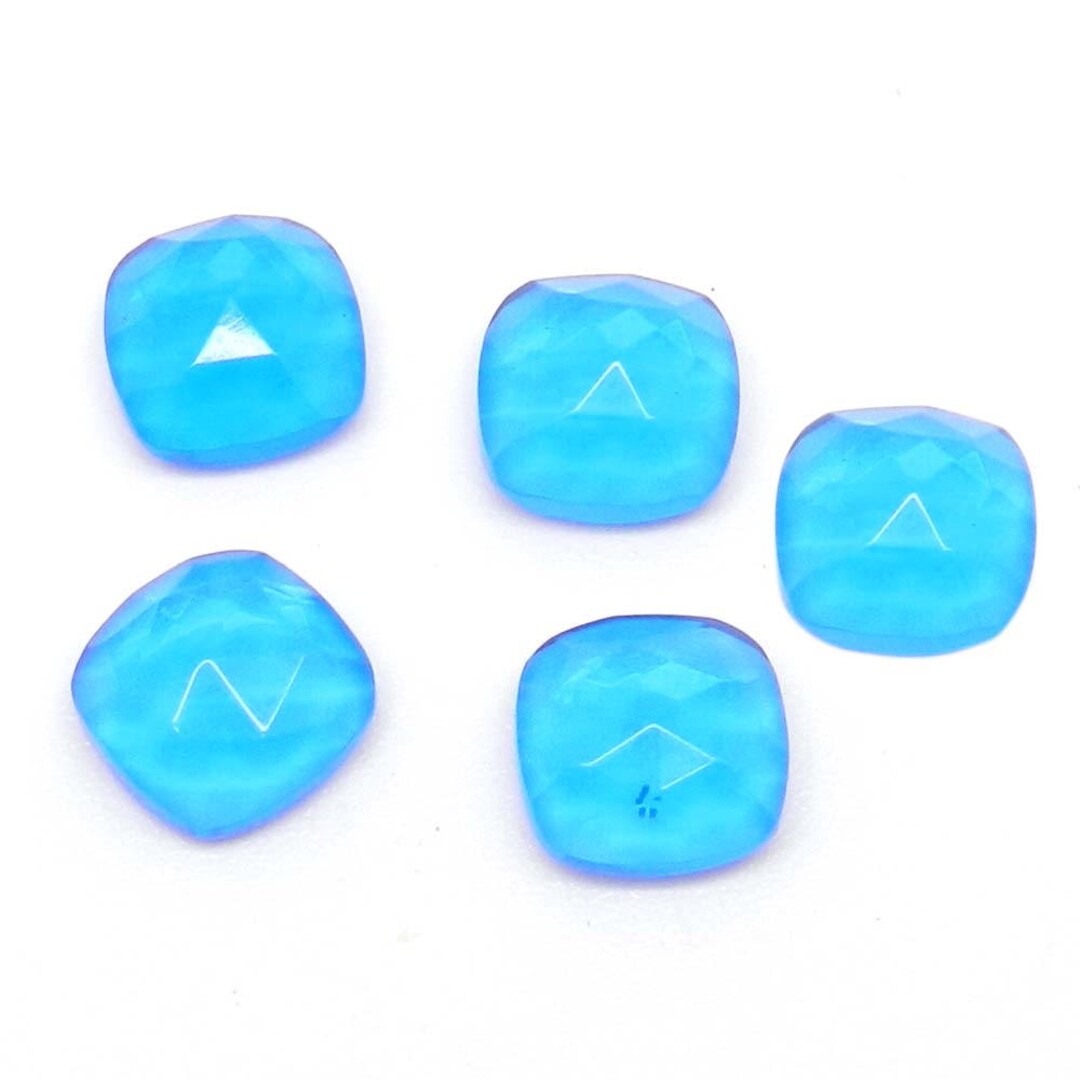 Synthetic Blue Hydrothermal Quartz 8 X 8 Mm Square Cushion Rose Cut Cab ...