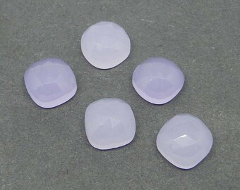 Levendor chalcedony 8 x 8 mm cushion rose cut cab semi precious stone calibrated faceted AA quality wholesale lot loose gemstone