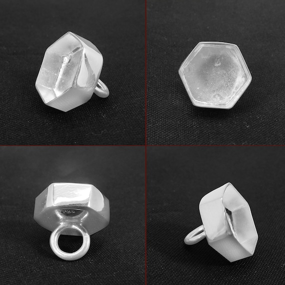 Sterling Silver Hexagonal End Cap for Single-Point Crystal
