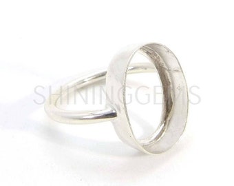 925 Sterling Silber Ring 6 x 4 mm bis 18 x 13 mm oval Edelstein Fassung für Ringherstellung Metall gießen für schlichte Ringfassung