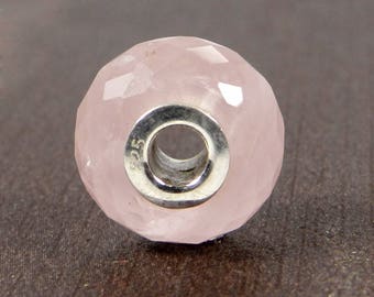 Rose quartz malachite chalcedony prehnite corundum amethyst 14 x 8 x 3.5 mm roundel faceted 925 silver core beads for bracelet