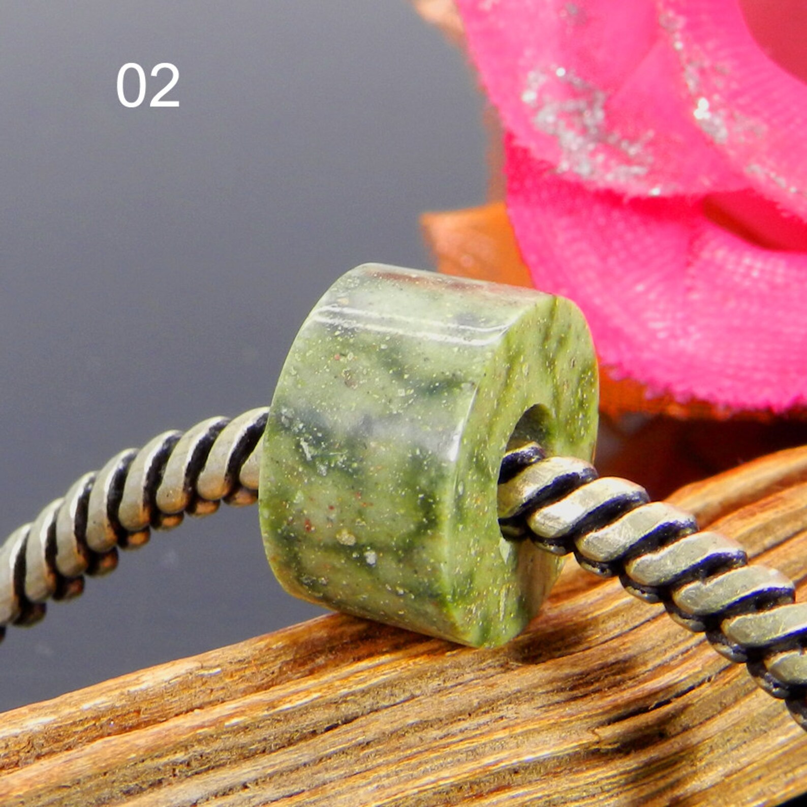 Natural frog skin jasper heishi flat tyre smooth 14 x 8 x