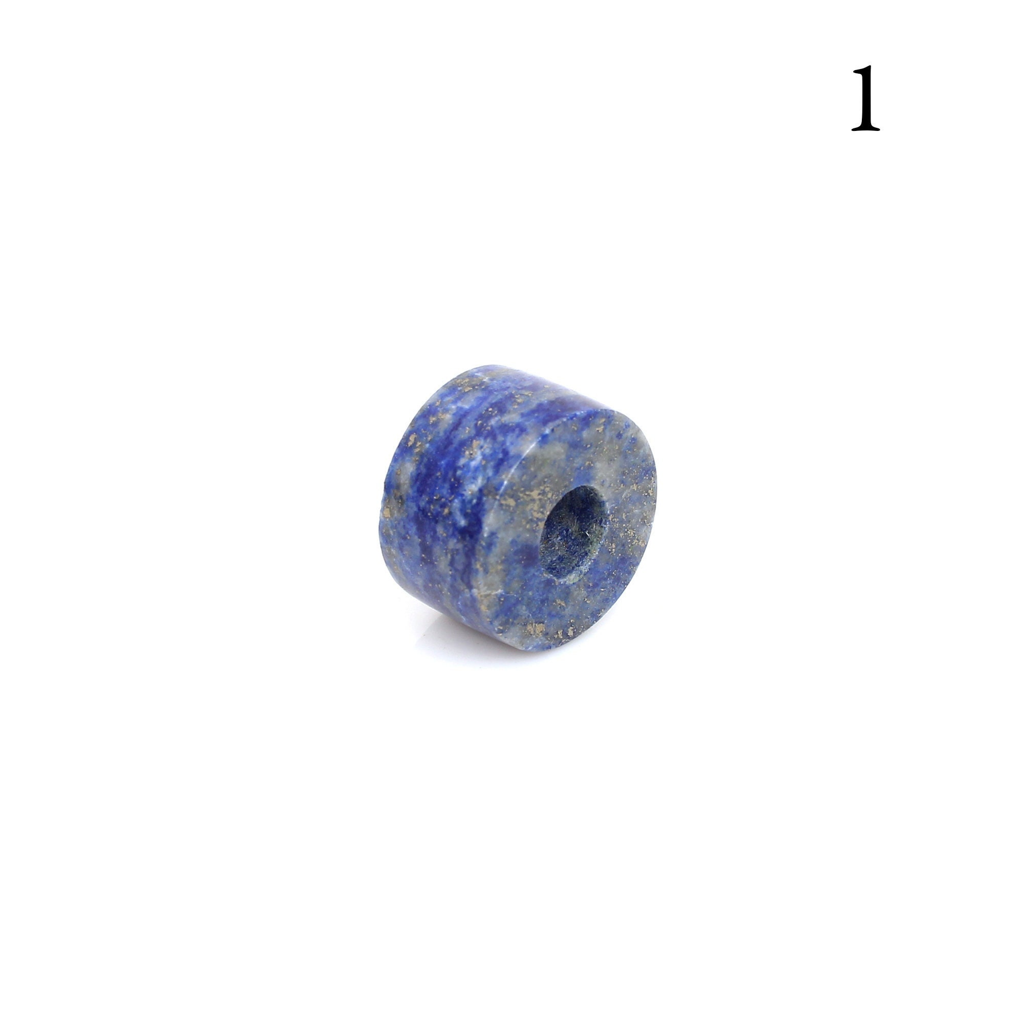 Lapis Lazuli Heishi Bead: 14x7mm Flat Gemstone with 5mm Hole