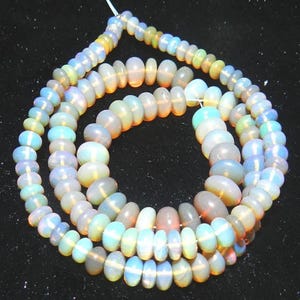 October birthstone natural ethiopian opal rondelle smooth semi precious loose stone beads 16 inch 1 strand for jewelry