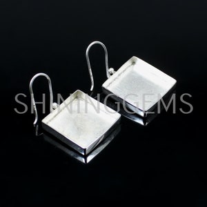 925 sterling silver earring collet 3 x 3 mm to 18 x 18 mm square gemstone blank bezel cup for earring making metal casting setting