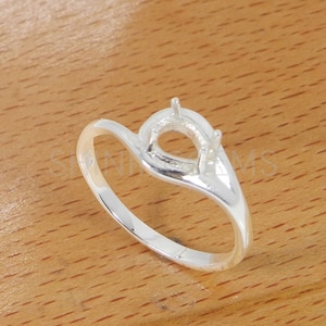 925 sterling solid silver ring collet 7 x 5 mm pear cut gemstone prong setting for ring pre notched setting designer metal casting for ring