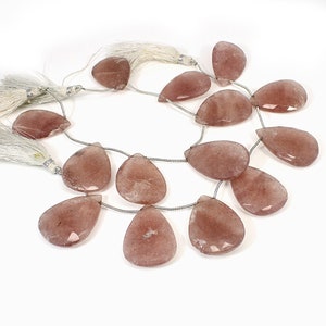Natural Strawberry Quartz Stone Pear Shape Briolette Semi Precious Wholesale Beads Strands For Necklace Making