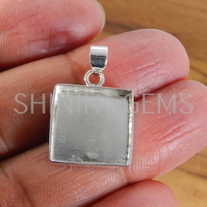 925 sterling silver pendant collet 3 x 3 mm to 40 x 40 mm square rosecut stone close bezel cup for pendant making metal casting for setting