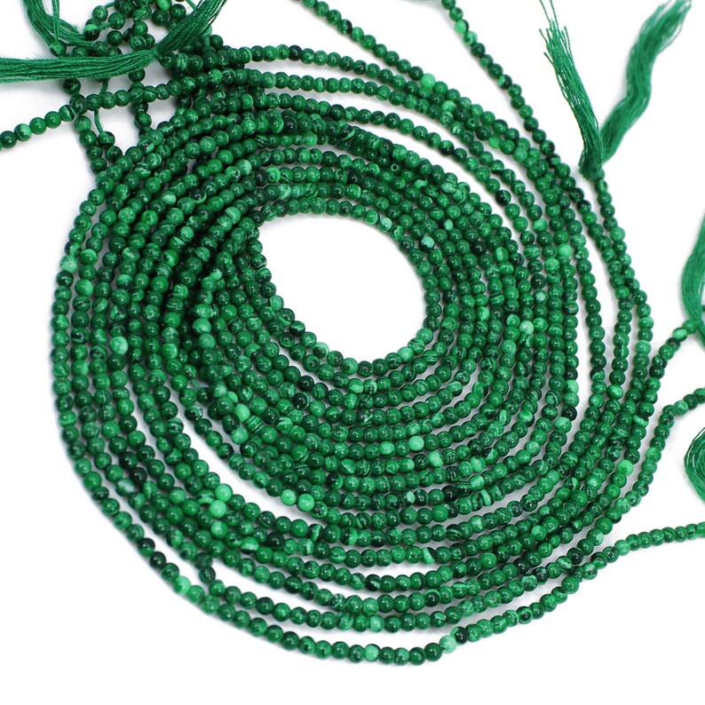 13 INCH Semi Precious Stone Strand Synthetic Malachite Round Etsy