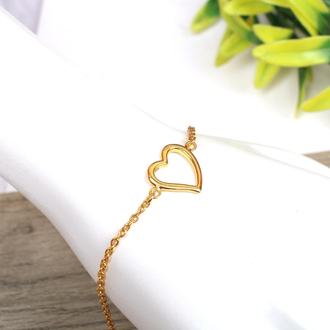 ◎D moment ◎ Voluntad BH Gold Heart Bracelet (925 Silver)_2 Heart Link Bracelet. Gold Plated Over Sterling Silver. 925