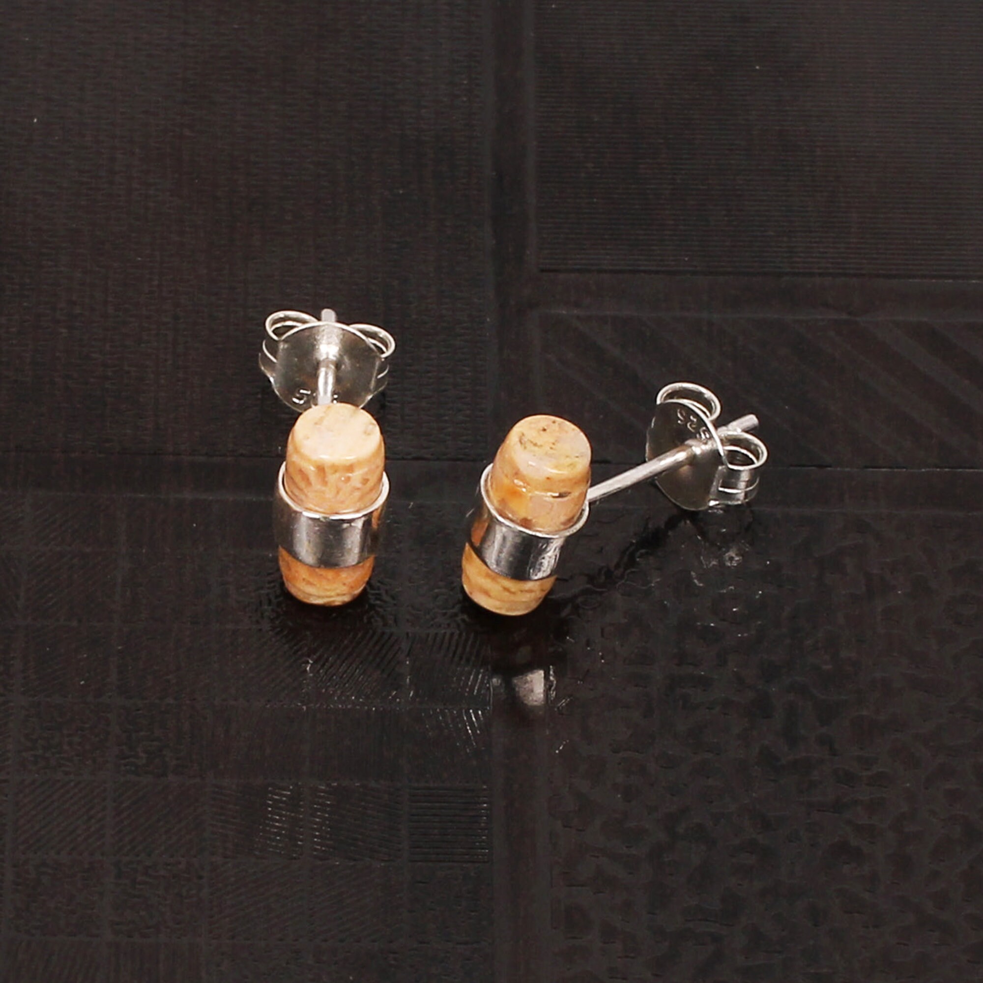 Wertvolle Fossilien Korallen Ohrringe, Edelstein Ohrringe, Gelbe Ohrstecker, 925 Sterling Silber Schmuck, Hochzeitsgeschenk, Ohrringe für Braut Trauzeugin