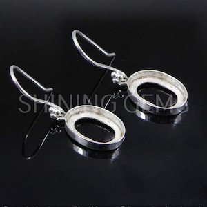 925 sterling silver earring collet 6 x 4 mm to 18 x 13 mm oval gemstone bezel cup for earring making metal casting for earring setting