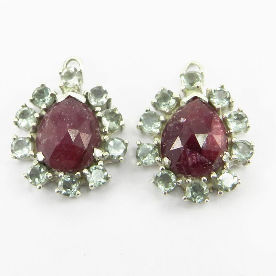 Small Oval Dyed Red Corundum Post Stud Earrings Sterling Silver Small Oval Dyed Red Corundum Post Stud Earrings Sterling Silver
