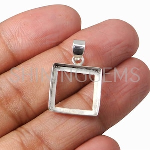 925 sterling silver pendant collet 3 x 3 mm to 40 x 40 mm square rosecut gemstone bezel cup for pendant making metal casting for setting